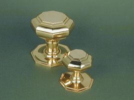 Brass Large & Small Octagonal Centre Door Knob Set