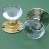 Glass Door Knob Clear - Rose Smooth & Ribbed