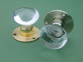 Glass Door Knob Clear - Rose Smooth & Ribbed